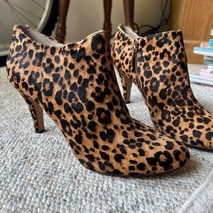 Leopard Print Calf Hair Ankle Booties - Women's Fashion Vince Camuto